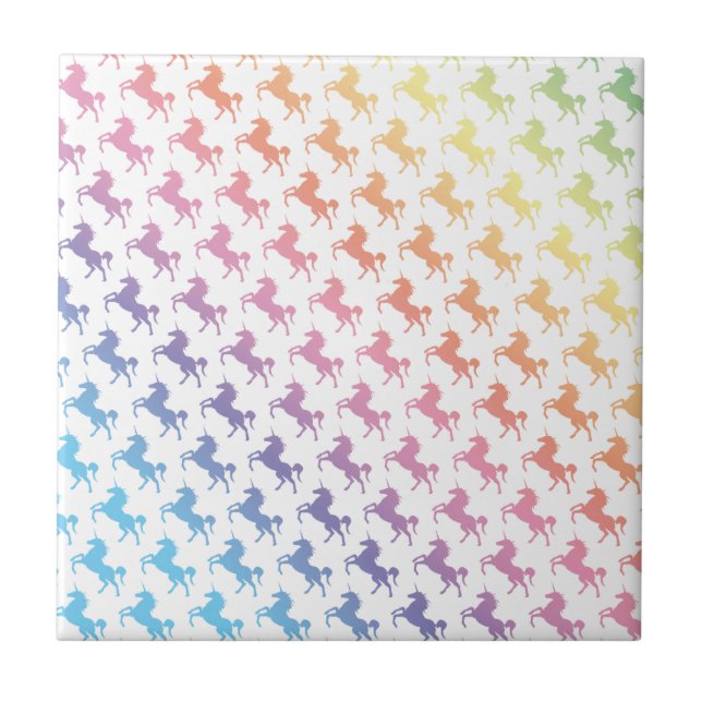 Azulejo De Cerámica Unicornios del arco iris (Frente)