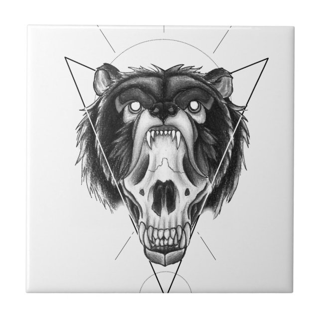 Azulejo De Cerámica Urso Blackwork (Frente)