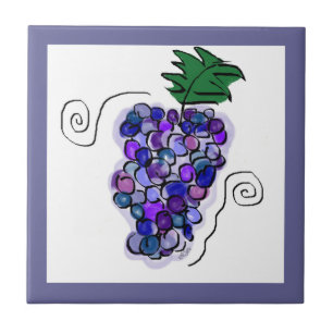 Azulejo De Cerámica Uvas dibujadas a mano por computadora