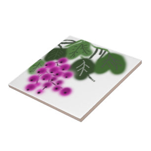 Azulejo De Cerámica uvas moradas y hojas verdes