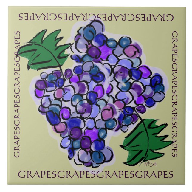 Azulejo De Cerámica Uvas Whimsy (Frente)