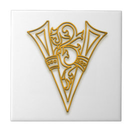 Azulejo De Cerámica V Monograma "Oro irlandés" Tile cerámico