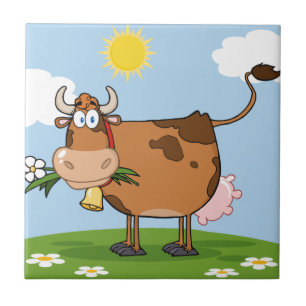 Azulejo De Cerámica Vaca lechera de Brown
