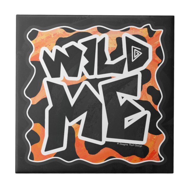Azulejo De Cerámica Vaca negra y Naranja salvaje de mí (Frente)