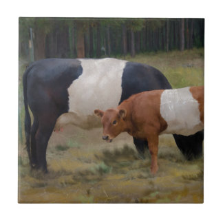 Azulejo De Cerámica Vaca y becerro ceñidos con textura