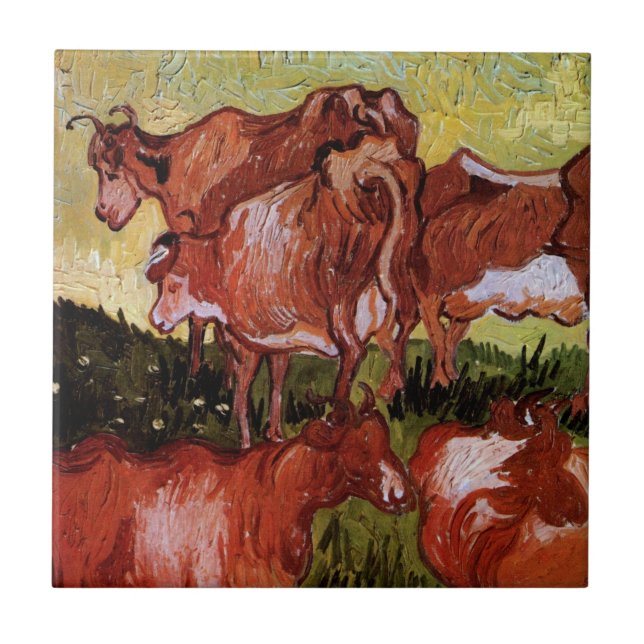 Azulejo De Cerámica Vacas (según Jordaens) de Vincent van Gogh (Frente)