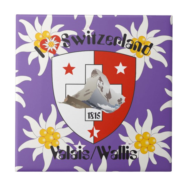 Azulejo De Cerámica Valais, Wallis Suiza baldosa/ (Frente)