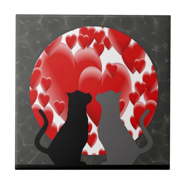Azulejo De Cerámica Valentine Kitties (Frente)