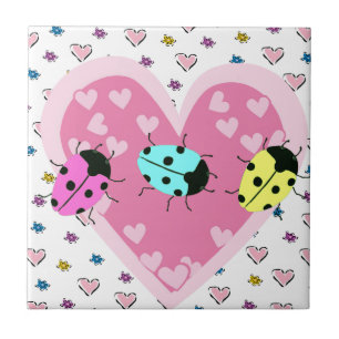 AZULEJO DE CERÁMICA VALENTINE LADYBUGS