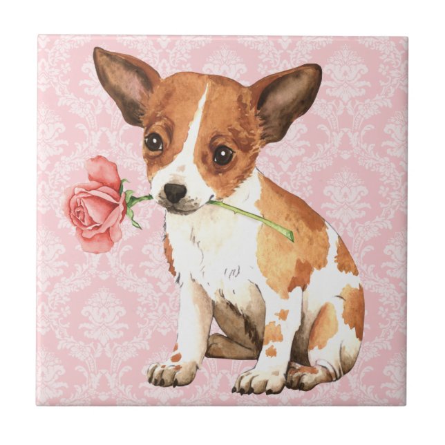 Azulejo De Cerámica Valentine Rosa Chihuahua (Frente)