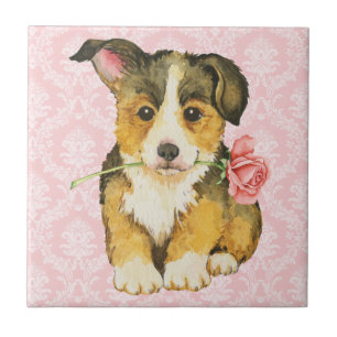 Azulejo De Cerámica Valentine Rosa Pembroke Welsh Corgi