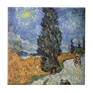 Azulejo De Cerámica Van Gogh - Camino con cipreses