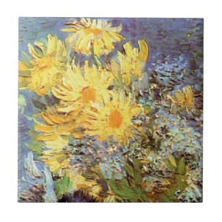 Azulejo De Cerámica Van Gogh - Jarrón con lilas, margaritas y anémonas