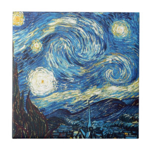 Azulejo De Cerámica van gogh la noche estrellada 1889 Vintage Art