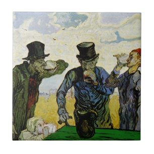 Azulejo De Cerámica Van Gogh; Los bebedores, Post Impresionismo Vintag