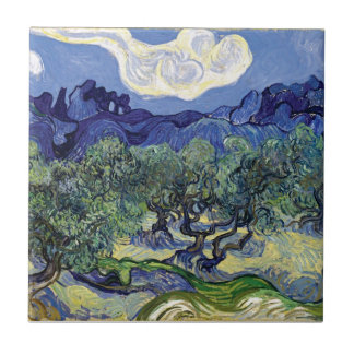 Azulejo De Cerámica Van Gogh - Olivos en un paisaje montañoso