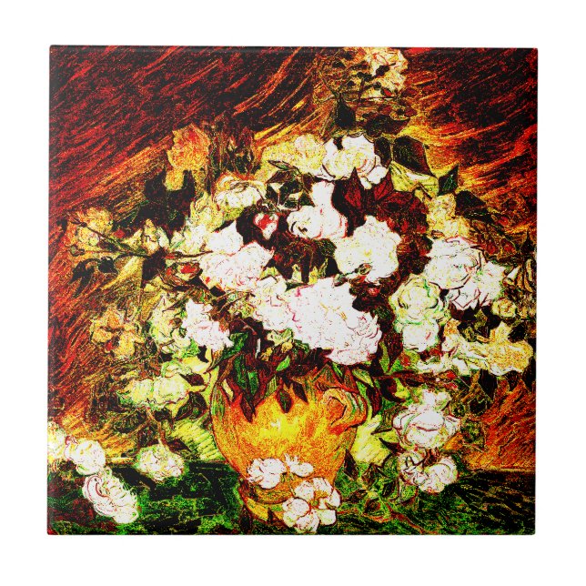 Azulejo De Cerámica Van Gogh - rosas (Frente)