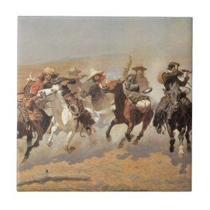 Azulejo De Cerámica Vaqueros antiguos, A Dash For Timber de Remington