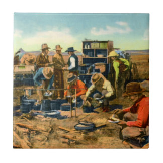 Azulejo De Cerámica Vaqueros en el carro de tirada