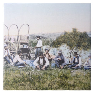 Azulejo De Cerámica Vaqueros en Lunch, 1904 (foto)