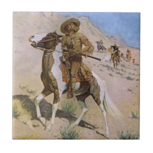 Azulejo De Cerámica Vaqueros militares vintage, El explorador de Remin
