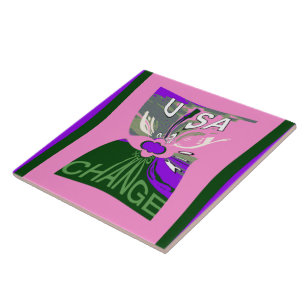 Azulejo De Cerámica Vector de cambio de color rosa de los EEUU Inspira