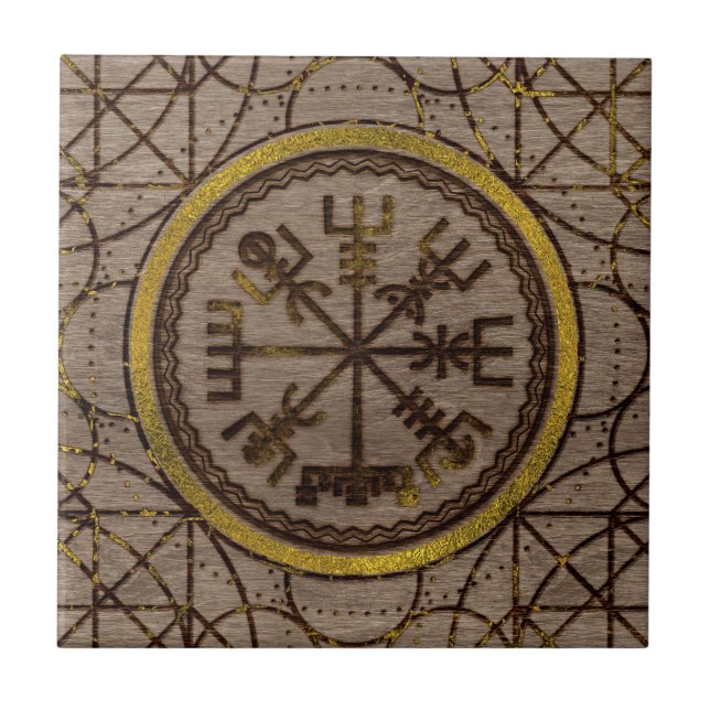 Azulejo De Cerámica Vegvisir. El compás mágico de Viking de la (Frente)