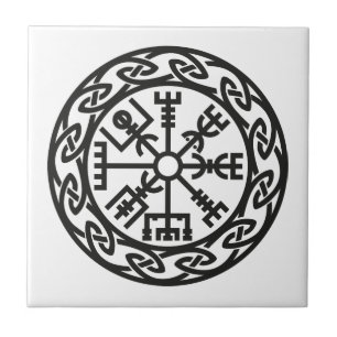Azulejo De Cerámica Vegvísir, Islandia, Encanto del viajero, protecci