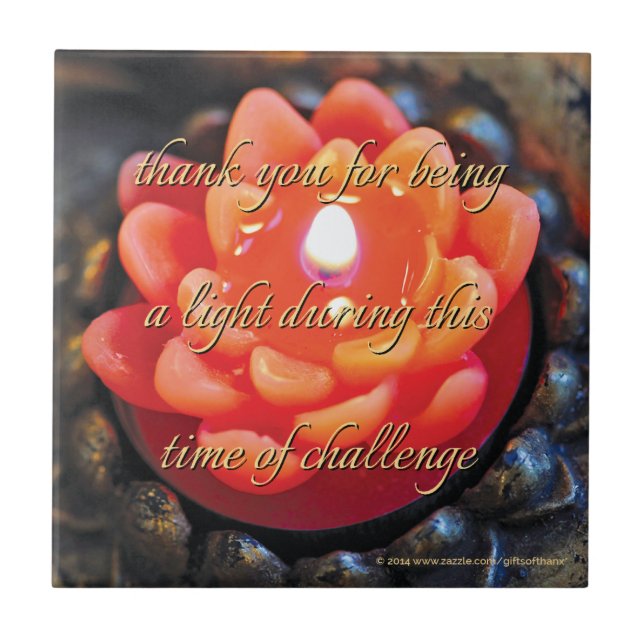 Azulejo De Cerámica Vela anaranjada de la flor, para el cuidador - (Frente)