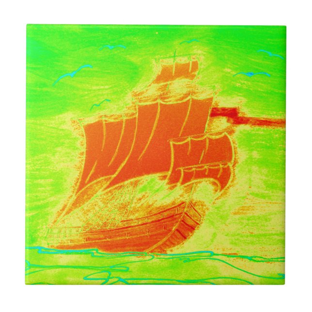 Azulejo De Cerámica velero fluorescente (Frente)