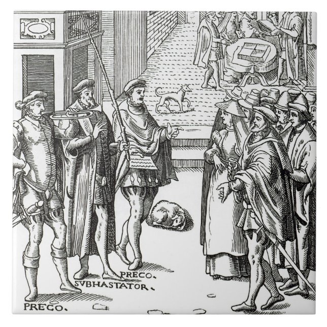 Azulejo De Cerámica Venta del pregonero, después de un grabar en (Frente)