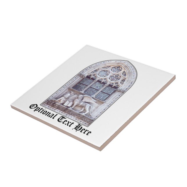 Azulejo De Cerámica Ventana de vidrio manchado de león alado de San Ma (Lado)