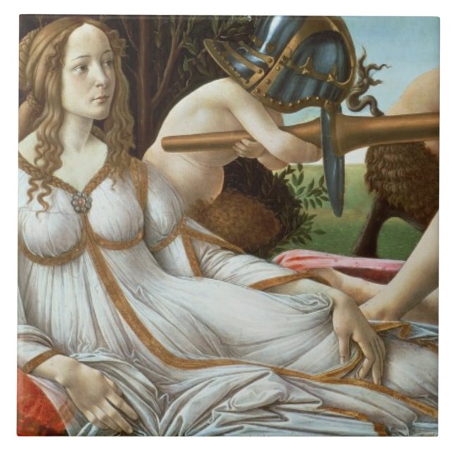 Azulejo De Cerámica Venus y Marte, c.1485 (tempera y aceite) (Frente)