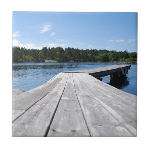 Azulejo De Cerámica Verano idílico en un fiordo solitario sueco