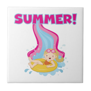 Azulejo De Cerámica Verano rubio del chica