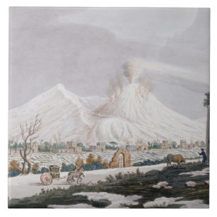 Azulejo De Cerámica Vesuvio en la nieve, placa V de 'Campi Phlegraei: