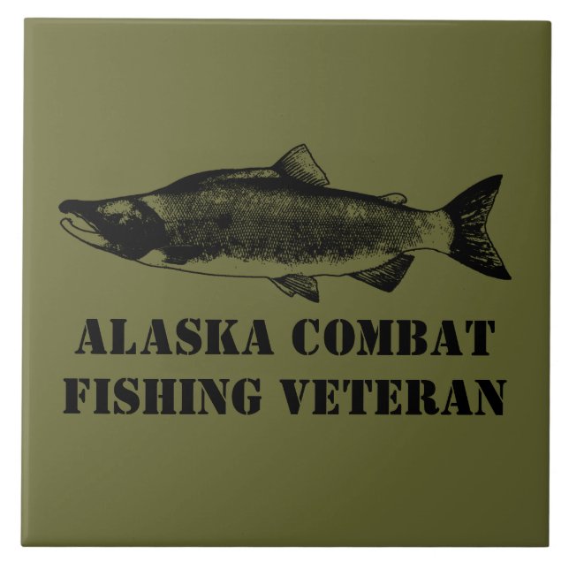 Azulejo De Cerámica Veterano de la Pesca de Combate de Alaska (Frente)