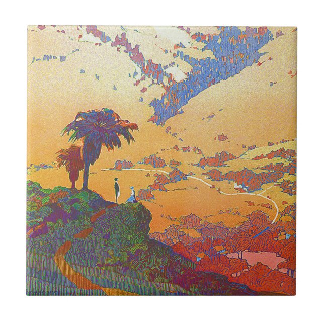 Azulejo De Cerámica Viaje en California Viajes en mosaico (Frente)