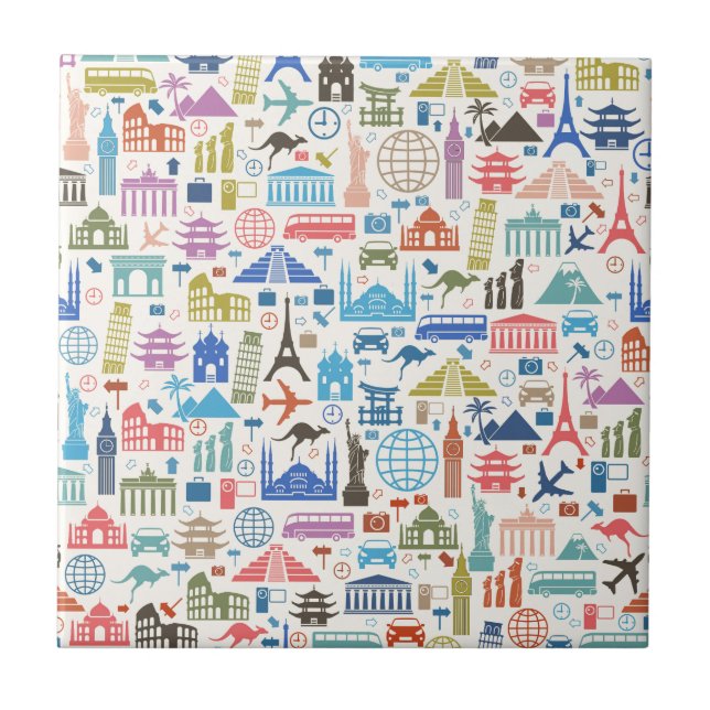 Azulejo De Cerámica viaje en el mundo (Frente)