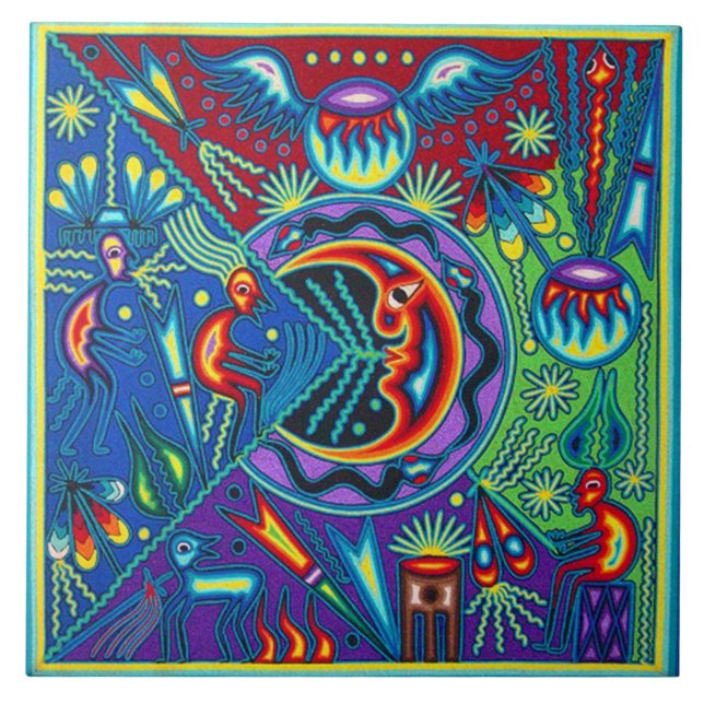 Azulejo De Cerámica Viaje tribal maya mexicano de Boho del arte de (Frente)