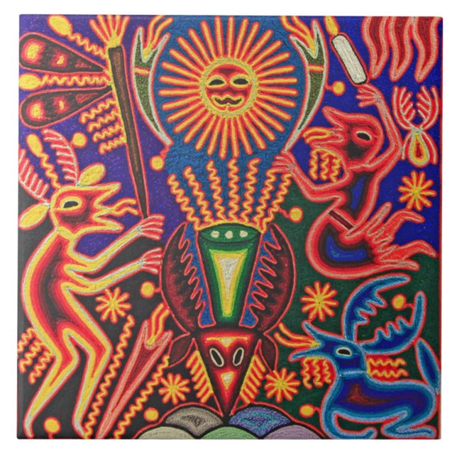 Azulejo De Cerámica Viaje tribal maya mexicano de Boho del arte de (Frente)
