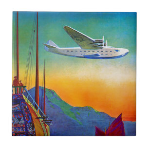 Azulejo De Cerámica Viaje Viejo Transespacial Vintage Tile Cerámico