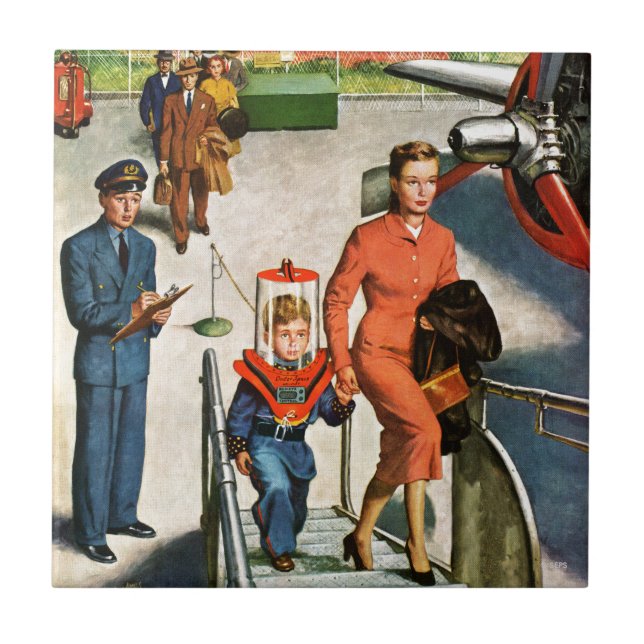 Azulejo De Cerámica Viajero espacial (Frente)