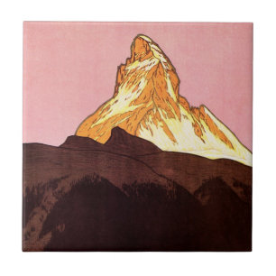 Azulejo De Cerámica Viajes antiguos, montaña Matterhorn, Suiza