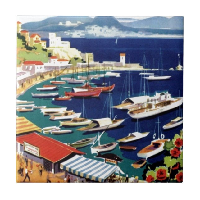 Azulejo De Cerámica Viajes de época Atenas Grecia (Frente)