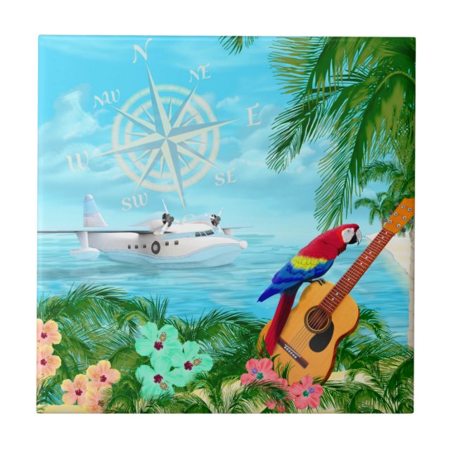 Azulejo De Cerámica Viajes tropicales (Frente)