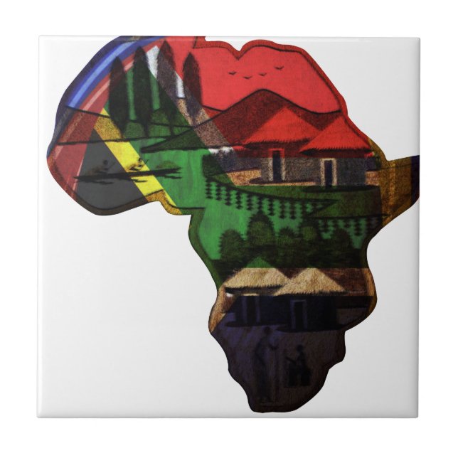 Azulejo De Cerámica Vibrante mosaico de África: Patrón de arte decorat (Frente)