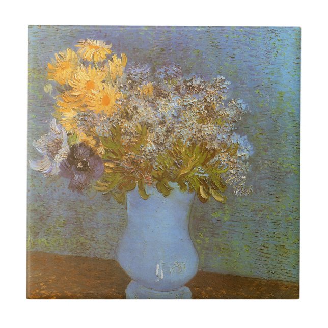 Azulejo De Cerámica Vicente van Gogh Vase de Lilacs, Daisies, Anemones (Frente)