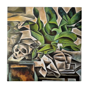 Azulejo De Cerámica Vida con el arte de la vanita geométrica de Craniu