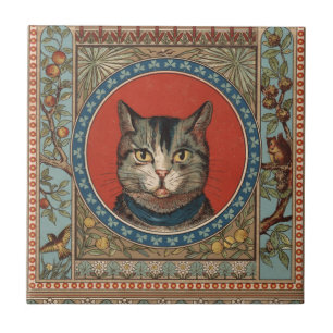 Azulejo De Cerámica Vida de gato vintage para gato clásico victoriano